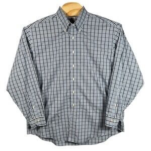 Brooks Brothers Button Down Oxford Shirt Mens XL Blue Plaid Business Preppy